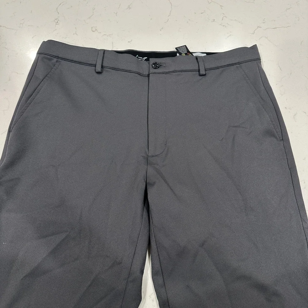 Greg Norman Mens Golf Pants 34x30 Charcoal Gray Performance Stretch Flat Front